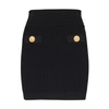 Balmain Black Pencil Mini Skirt With Jewel Buttons In Tweed Woman In Noir