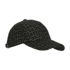Balmain Monogram Print Baseball Hat In Kaki Fonc Noir