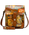 Patricia Nash Lari Leather Crossbody In Vintage Travel Sticker