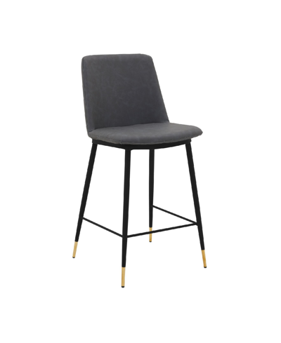 Armen Living Messina Faux Leather And Metal Counter Height Bar Stool In Gray