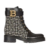 Balmain Black Jacquard Monogram Ranger Romy Boots In Ivoire Noir
