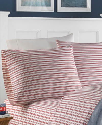 Nautica Coleridge Stripe Twin Extra Long Sheet Set Bedding In Red