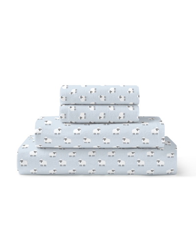 Brielle Home Cotton Flannel 4-pc. Sheet Set, California King In Sheep Blue