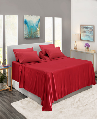 Nestl Bedding Bedding 7 Piece Extra Deep Pocket Bed Sheet Set, King Split In Cherry Red