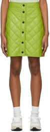 MSGM GREEN QUILTED FAUX-LEATHER SKIRT