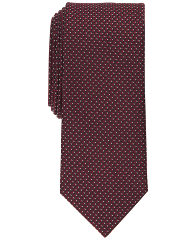 Inc International Concepts Men's Skinny Mini-grid Tie, Created For Macy's In Burgundy
