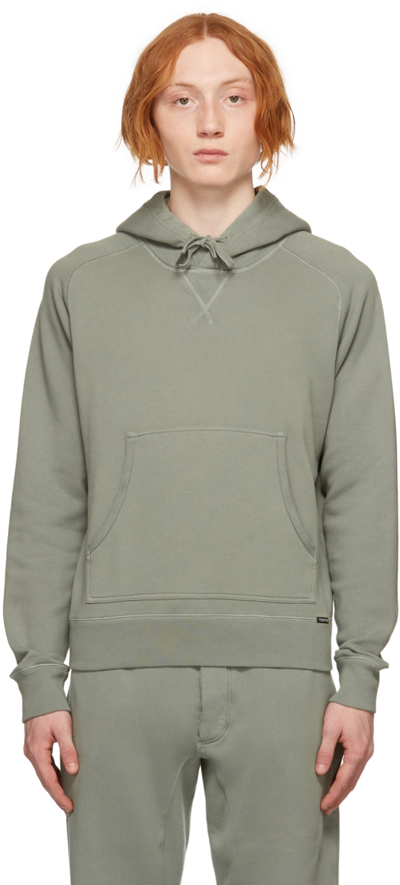 Tom Ford Garment-dyed Cotton-jersey Hoodie In Green