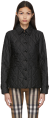Burberry Embroidered Logo Quilted Jacket In Black