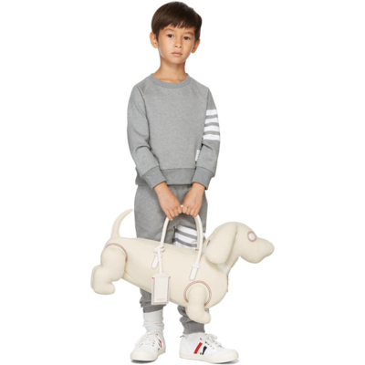 Thom Browne Kids Grey Loopback 4-bar Lounge Pants