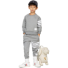 Thom Browne Kids Grey Loopback 4-bar Lounge Pants In Med Grey 035