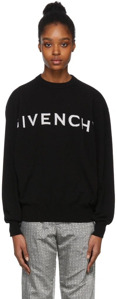 Givenchy Logo Jacquard Cashmere Sweater In Black,white