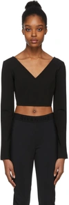 GIVENCHY BLACK CROPPED V-NECK SWEATER