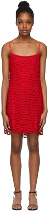 GIVENCHY RED 4G GUIPURE DRESS