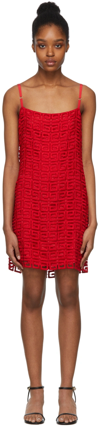 Givenchy 4g Embroidered Mini Shift Dress In Red
