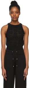 BALMAIN BLACK MONOGRAM KNIT TANK TOP