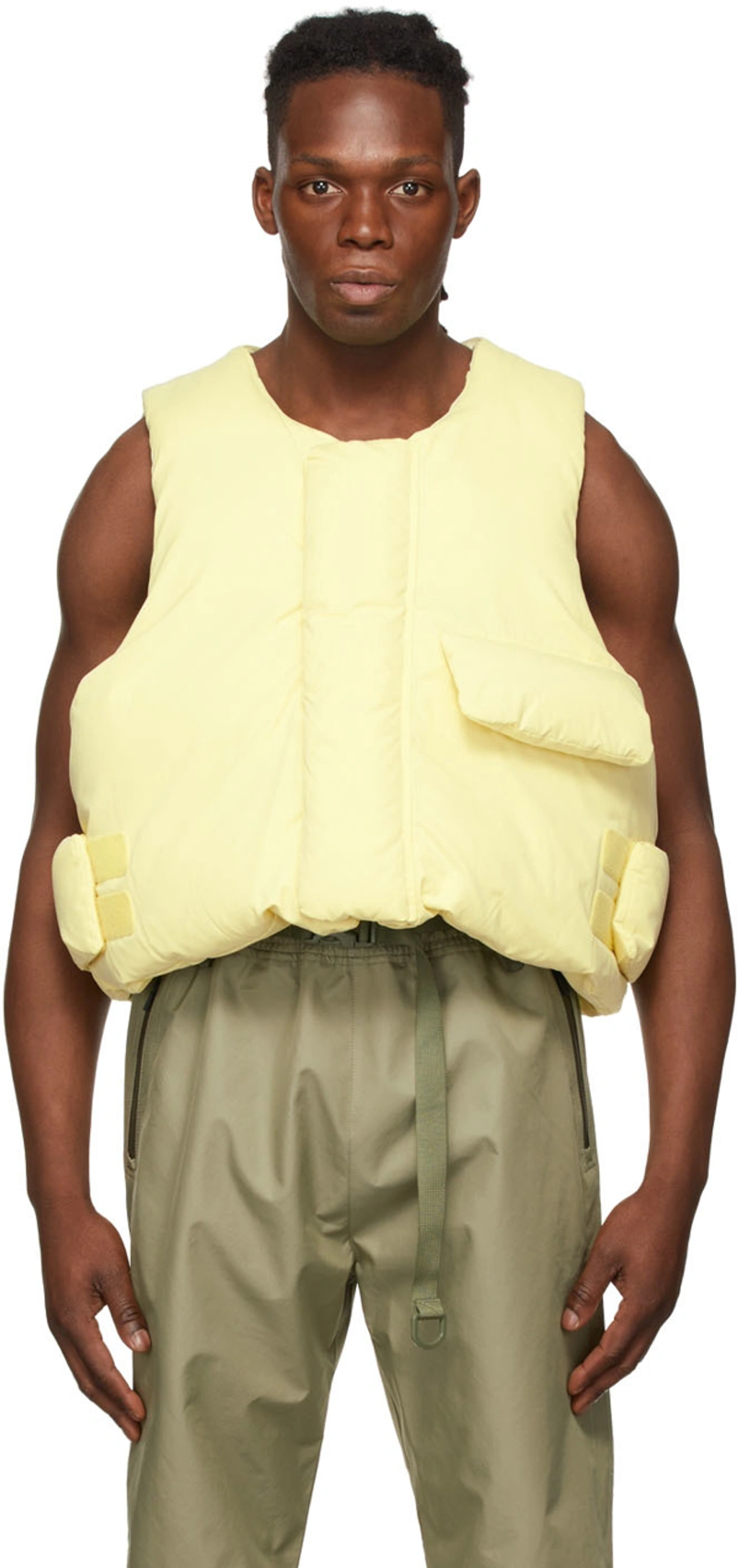 Entire studios pillow vest yellow ベスト　xs Entire Studios Yellow Down Pillow Vest In Blonde | ModeSens
