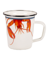 Golden Rabbit Lobster Enamelware Latte Mugs, Set Of 4 In Multi