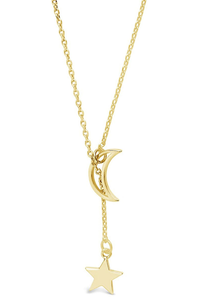 Sterling Forever 14k Gold Plated Sterling Silver Star & Moon Y-necklace