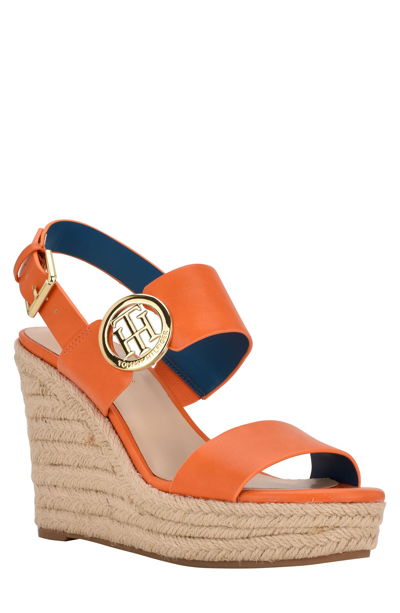 Tommy Hilfiger Women's Kahdy Logo Wedge Sandals Women's Shoes In Orange