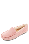 Floopi Moccasin Faux Fur Lined Slipper In Pink