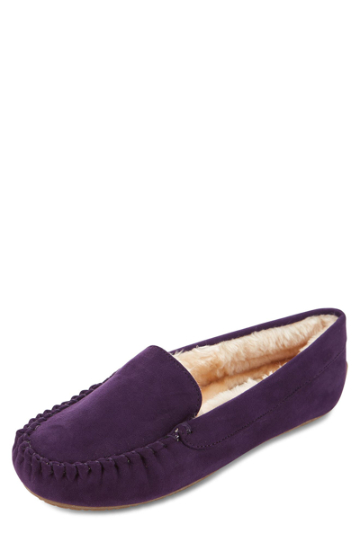 Floopi Moccasin Faux Fur Lined Slipper In Purple