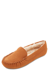 Floopi Moccasin Faux Fur Lined Slipper In Chestnut