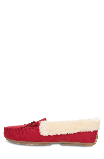 Floopi Faux Fur Lined & Collar Slipper In Red