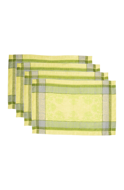 French Home Cleopatra Linen Placemat In Lime And Periwinkel
