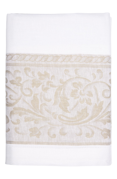 French Home Versailles Linen Tablecloth In White And Beige