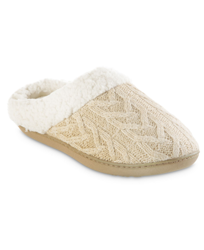 Isotoner Signature Women's Cable Knit Alexis Hoodback Slippers In Oatmeal He