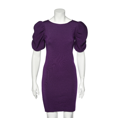 Pre-owned Fendi Purple Wool Puff Sleeve Dress S
