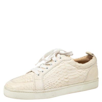 Pre-owned Christian Louboutin White Python Rantulow Low Top Sneakers Size 40