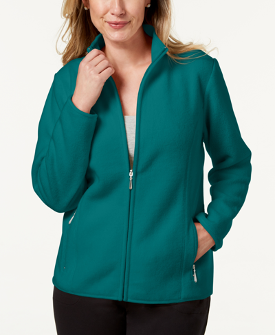 Karen Scott Sport Zip-up Zeroproof Fleece Jacket, Created For Macy's In Jazzy Teal