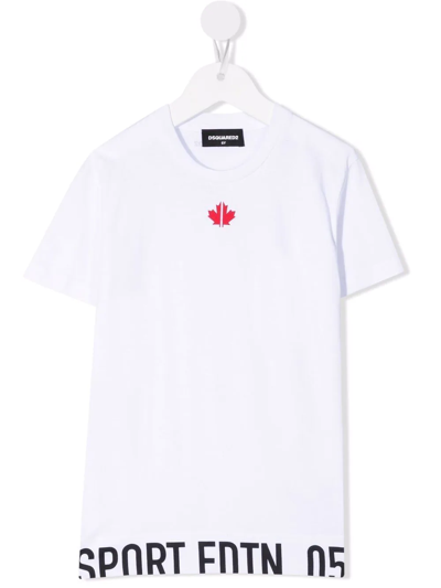 Dsquared2 Teen Maple-leaf Print T-shirt In White