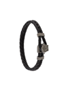 Versace Medusa Logo Double Wire Leather Bracelet In Black