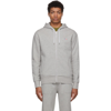 Maison Kitsuné Logo-embroidered Zip-up Hoodie In H150 Grey Melange