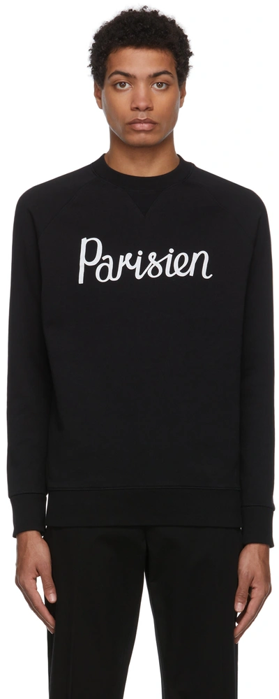Maison Kitsuné Parisien Print Cotton Jersey Sweatshirt In Black