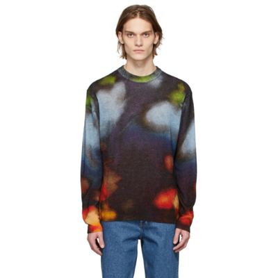 Paul Smith Abstract-print Crewneck Knitted Jumper In Black
