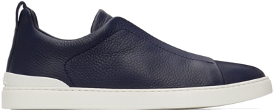 Ermenegildo Zegna Men's Triple Stitch Leather And Suede Sneakers In Navy