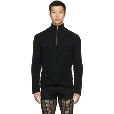 Dion Lee Black Side Lace Zip-up Sweater