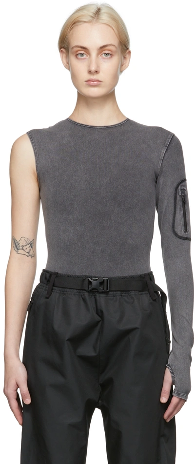 Entire Studios Grey Os Bodysuit In Washed Soot