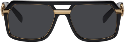 Versace Black Vintage Icon Pilot Sunglasses In Black_grey_classic