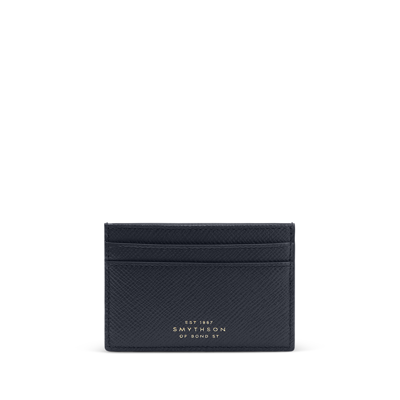 Smythson Flat Card Holder In Panama In Navy
