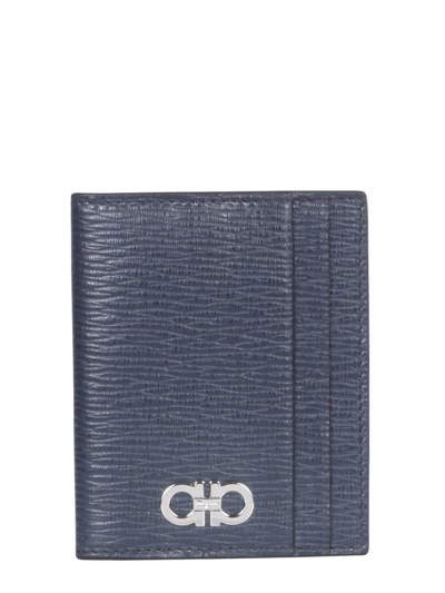 Ferragamo Gancini Credit Card Holder In Blue