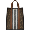 BURBERRY BROWN E-CANVAS SMALL MONOGRAM PORTRAIT TOTE