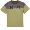 N°21 NO.21 GREEN AND GREY LOGO BRANDED T-SHIRT,N21334N0080