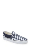 Vans Classic Slip-on Checkerboard Sneakers In Navy In Checkerboard Parisian Night/w