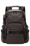 Tumi Alpha Bravo Navigation Leather Backpack In Dark Brown