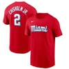 Nike Men's Jazz Chisholm Jr. Red Miami Marlins City Connect Fuse Name Number T-shirt In Red