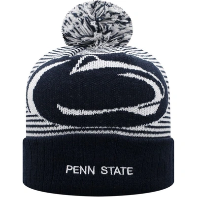 TOP OF THE WORLD TOP OF THE WORLD NAVY PENN STATE NITTANY LIONS LINE UP CUFFED KNIT HAT WITH POM
